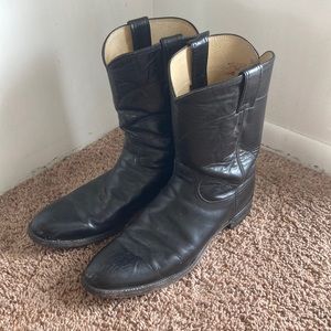 Justin Mens 3133 Roper Black Cowboy Western Boots